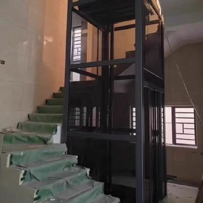 Élégante cabine en acier inoxydable Compacte ascenseur hydraulique à domicile avec 5 arrêts et 14,5 M de hauteur maximale