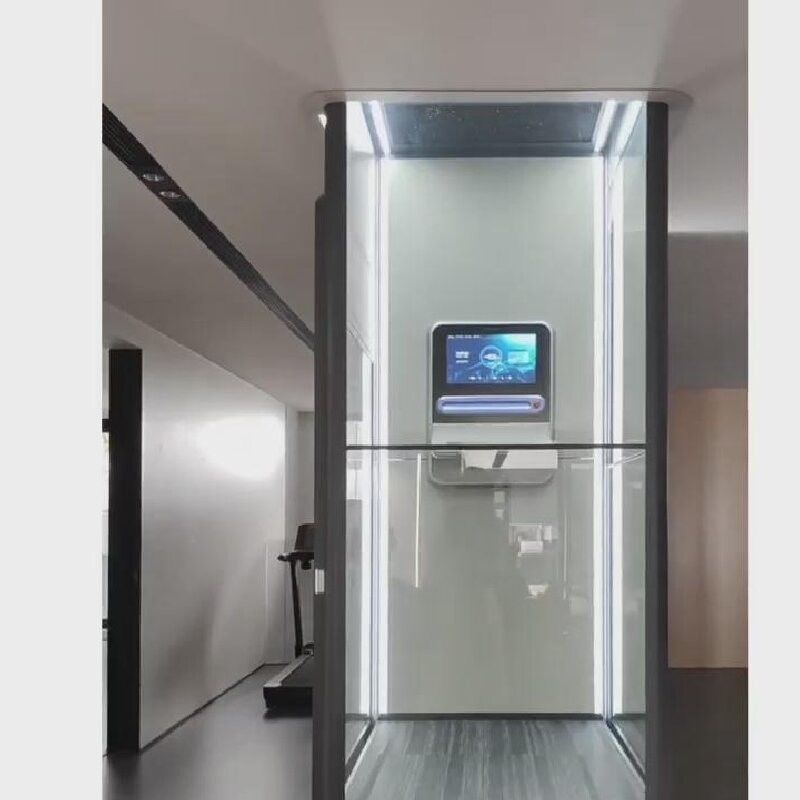 Ascenseur à vis automatique de 400 kg avec des dispositifs de sécurité pour une cabine en verre carré à 2 arrêts